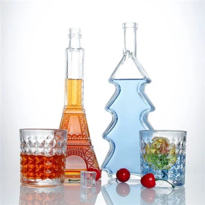 उभरा शराब कांच की बोतल