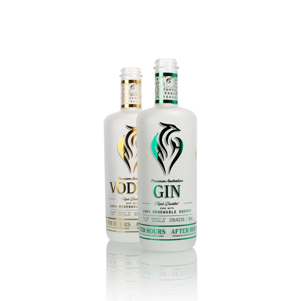 750ml Extra Flint Round Gin Bottle With Decal